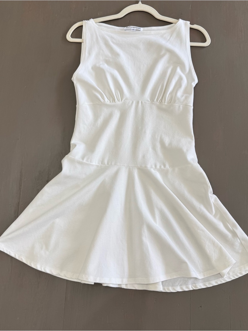 Reformation Mayve Knit Dress White Fior Di Latte Size Medium Ruched Drop Waist